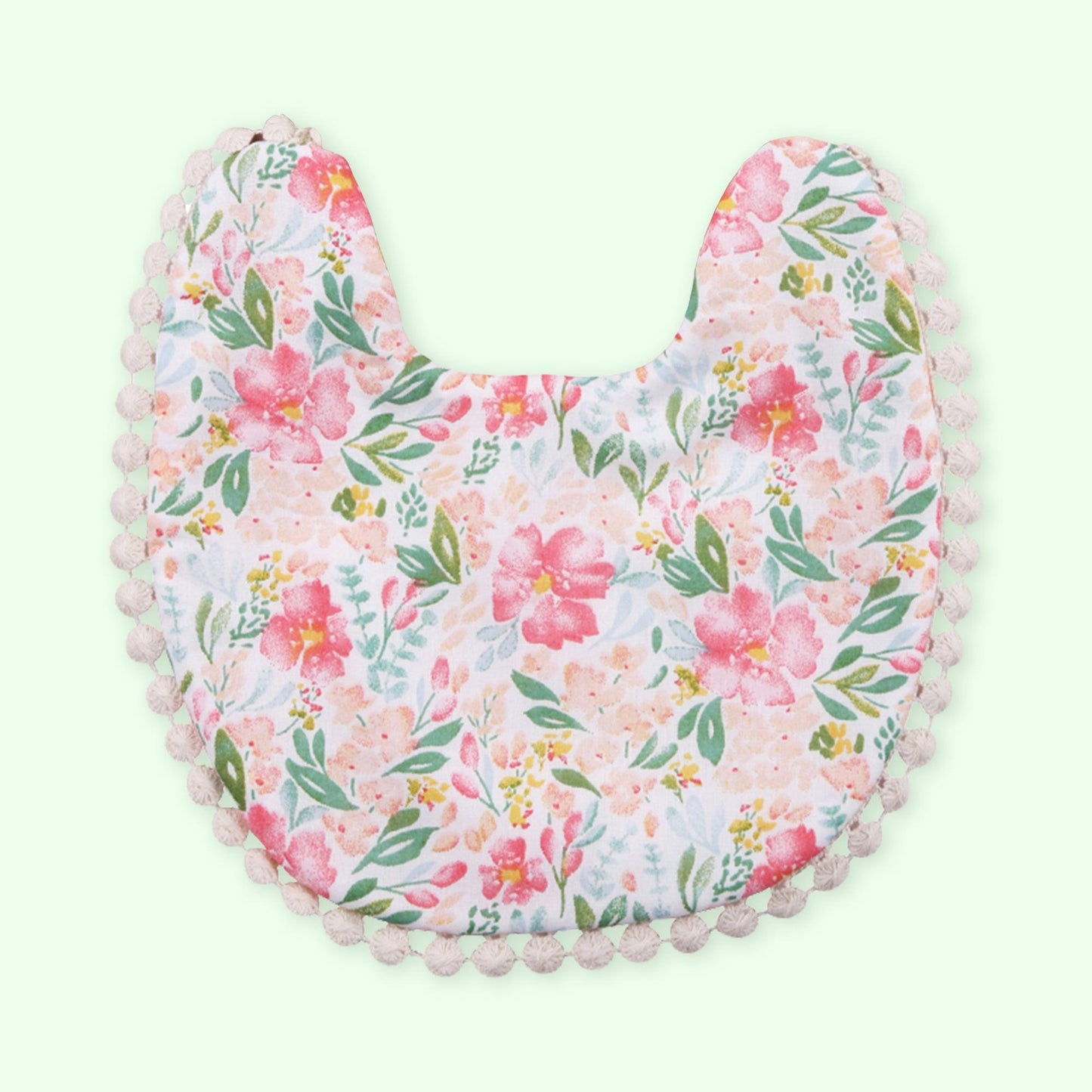 Polka Tots Set of 2 Floral Bow Headbands with Bib Set - Pink