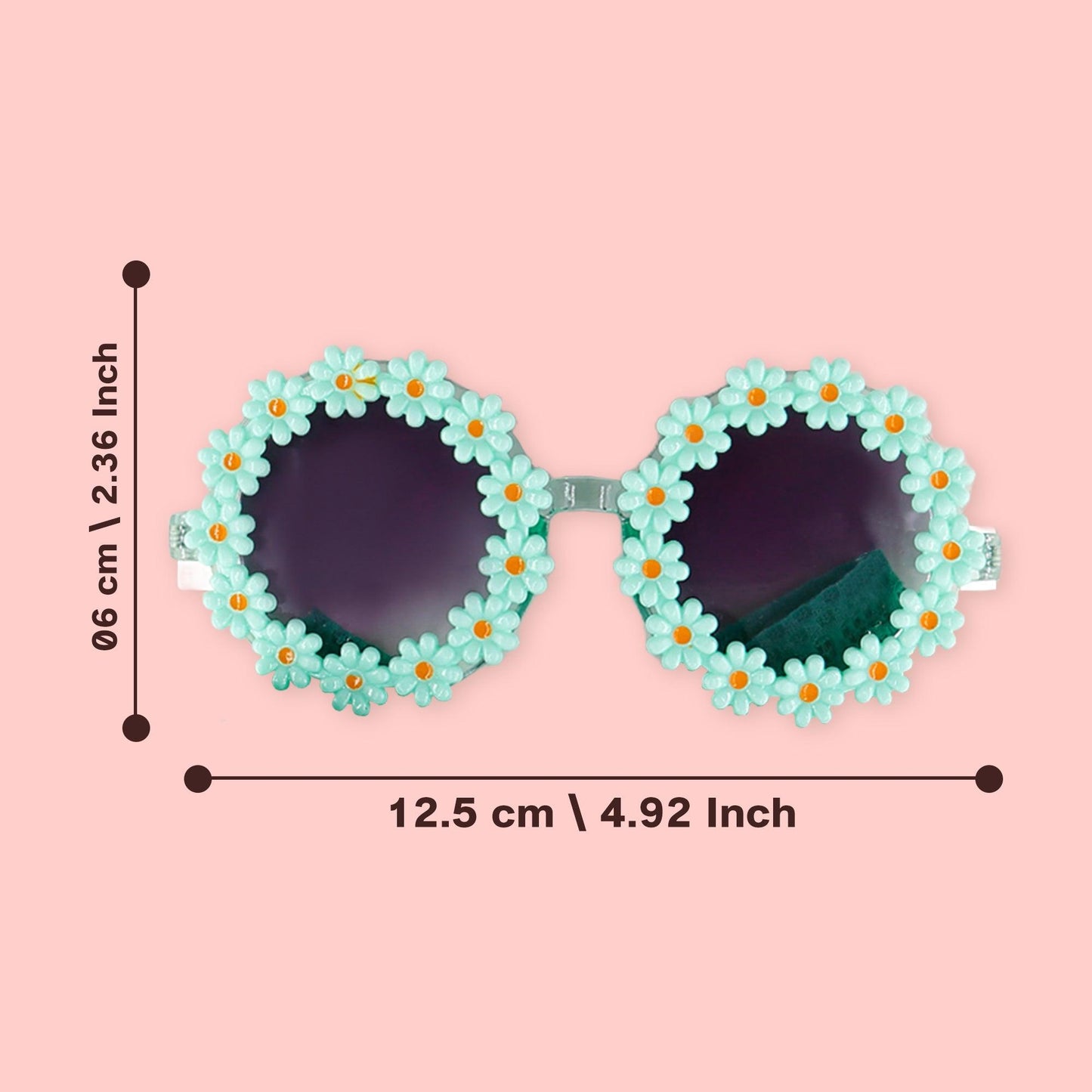 Polka Tots Baby Girls Schiffli Embroidered Bow Headband & Floral Sunglasses Set - Sea Green