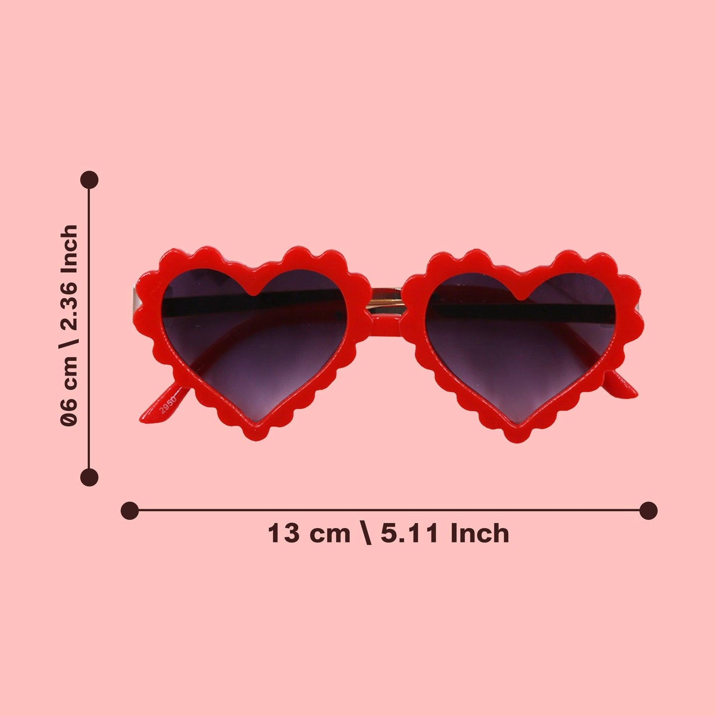 Polka Tots Baby Girls Heart Print Bow Headband with Heart Shaped Sunglasses Set - Red