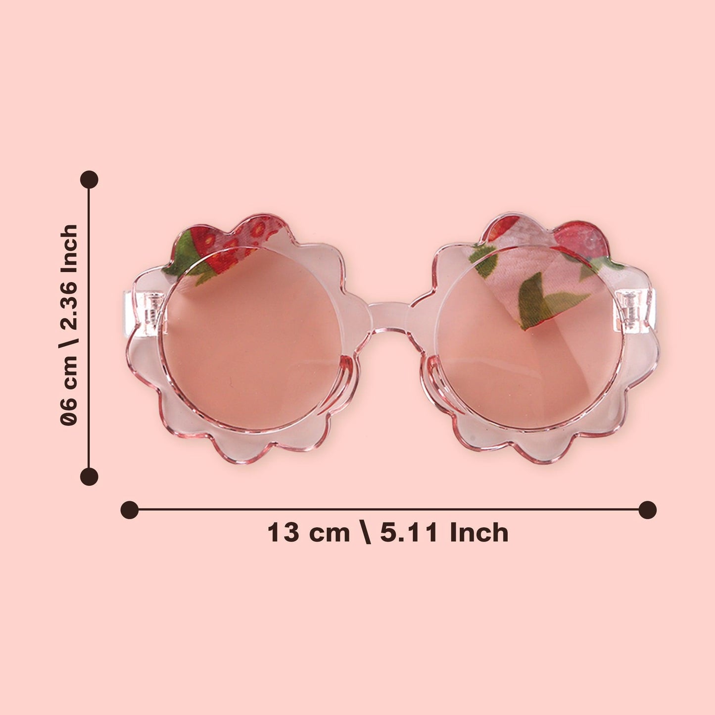 Polka Tots Baby Girls Strawberry Print Bow Headband with Flower Shaped Sunglasses Set - Red