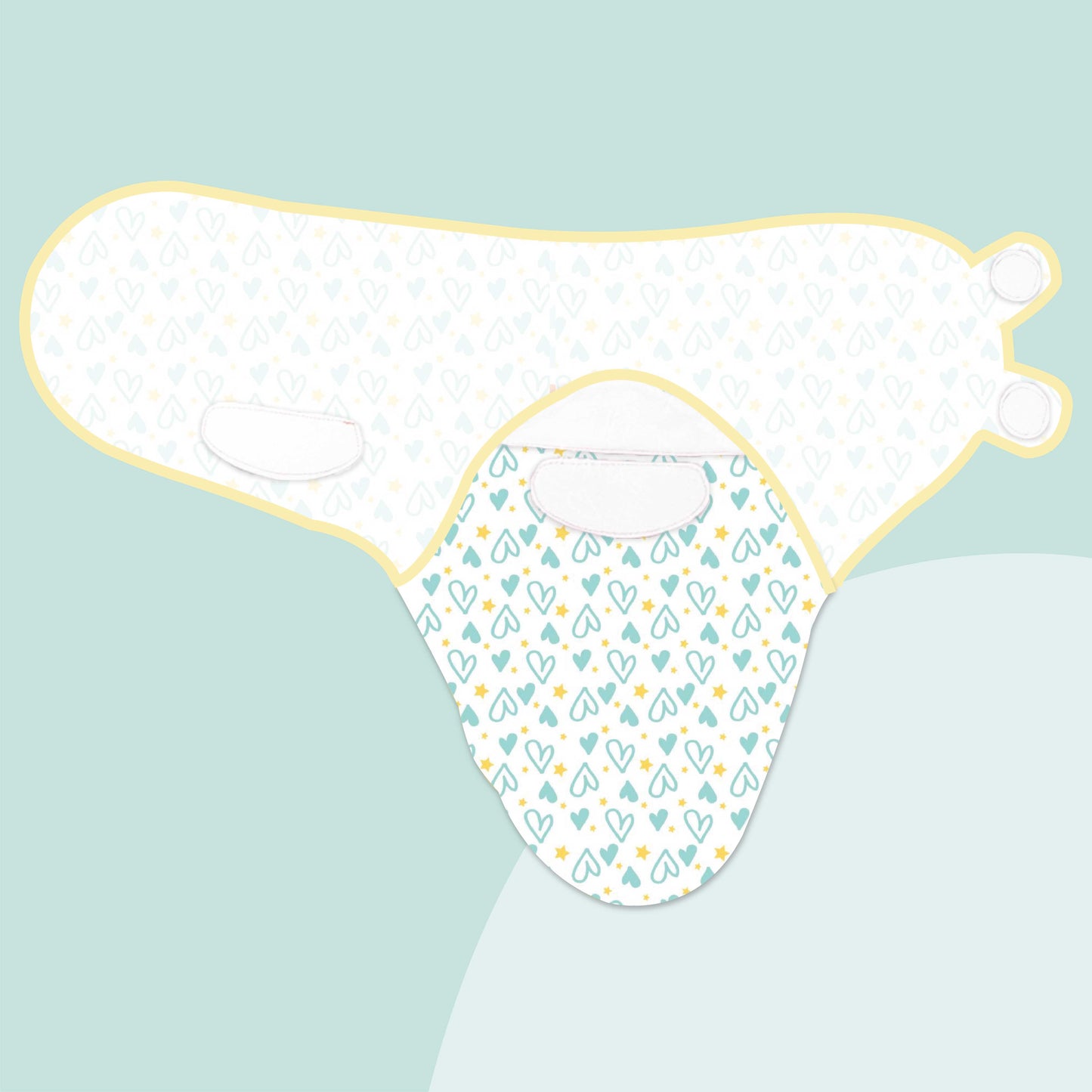 Polka Tots Heart Print Swaddle wrap with Cap - Blue
