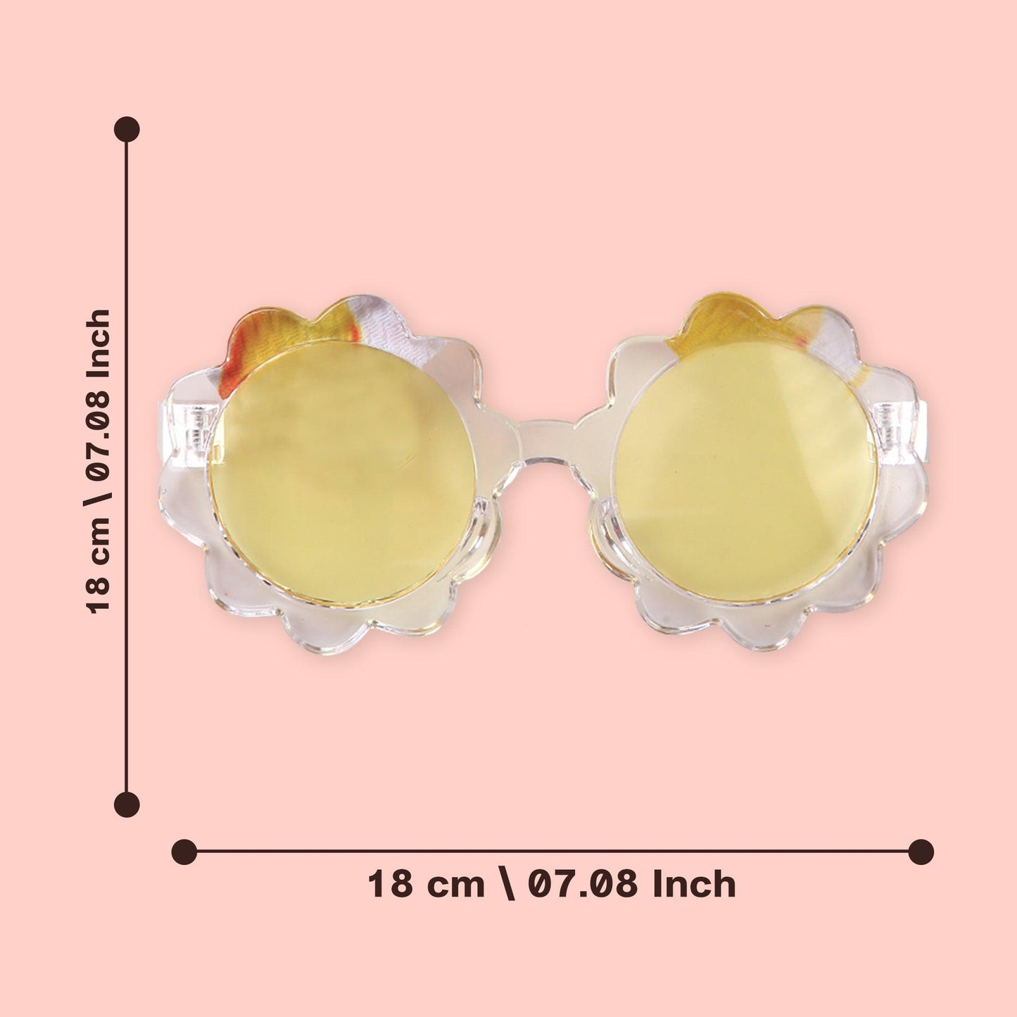 Polka Tots Baby Girls Pineapple Print Bow Headband with Flower Shaped Sunglasses Set - Yellow