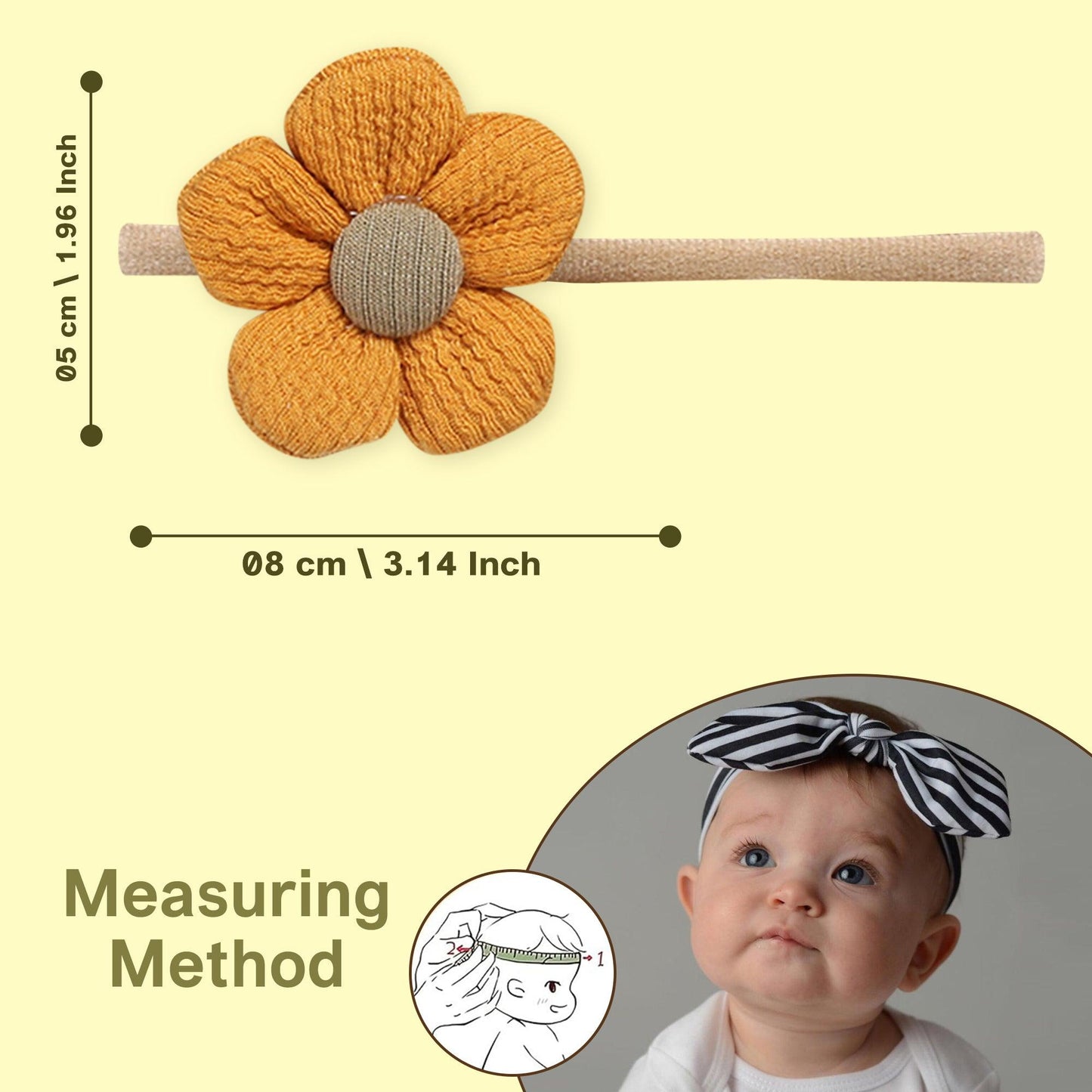 Polka Tots Pack of 5 Floral and Bow Headbands Set - Orange Theme