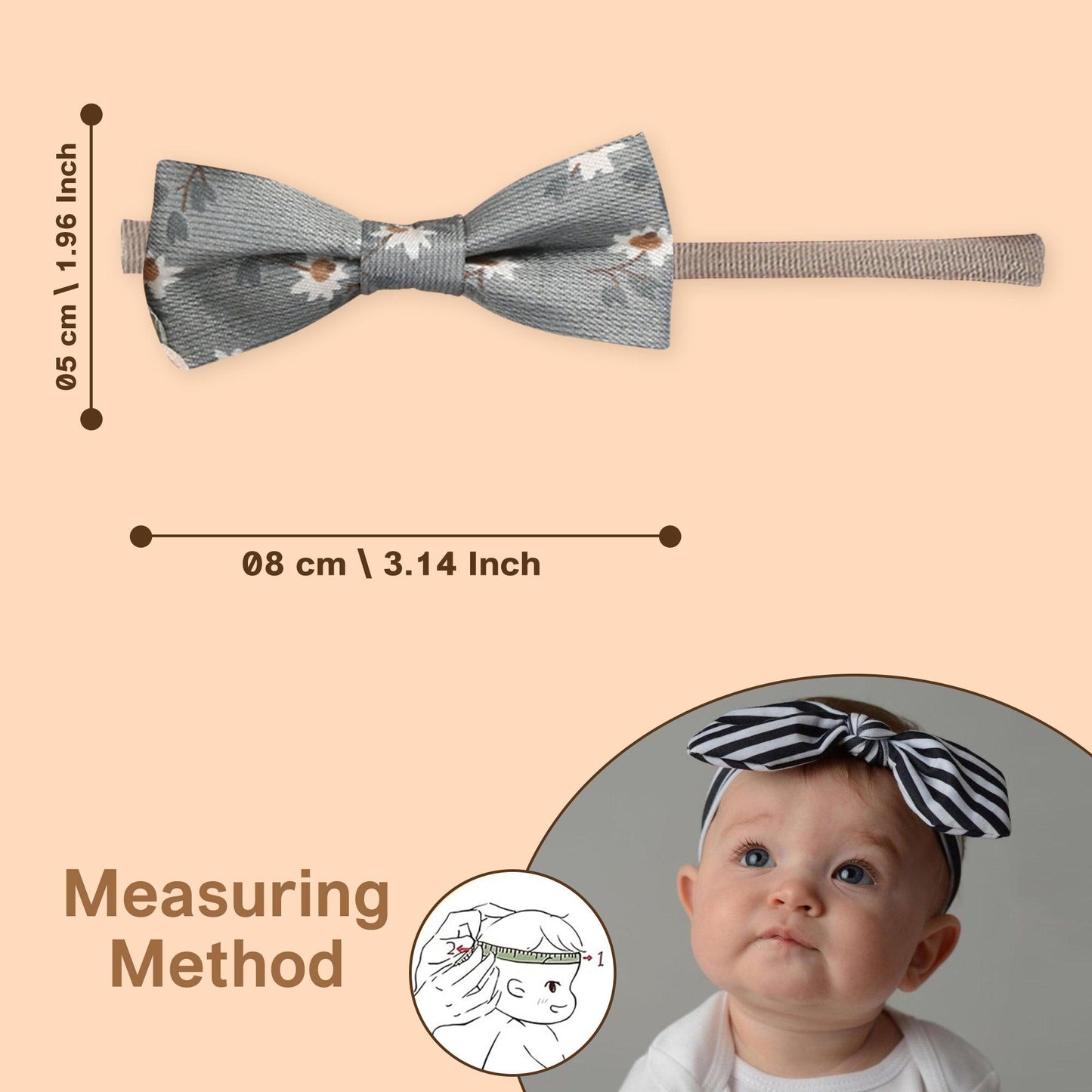 Polka Tots Pack of 5 Floral and Bow Headbands Set - Brown Theme