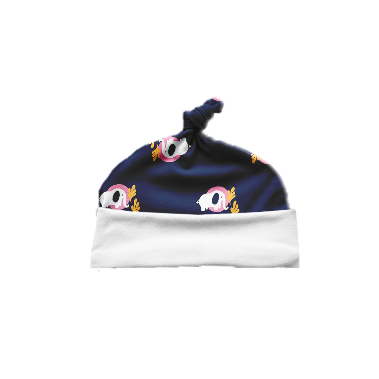 Polka Tots Elephant Print Swaddle wrap with Cap - Navy