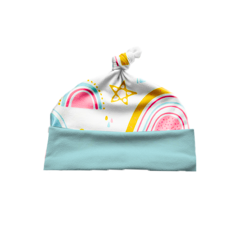 Polka Tots Rainbow print swaddle wrap with Cap - Multicolor