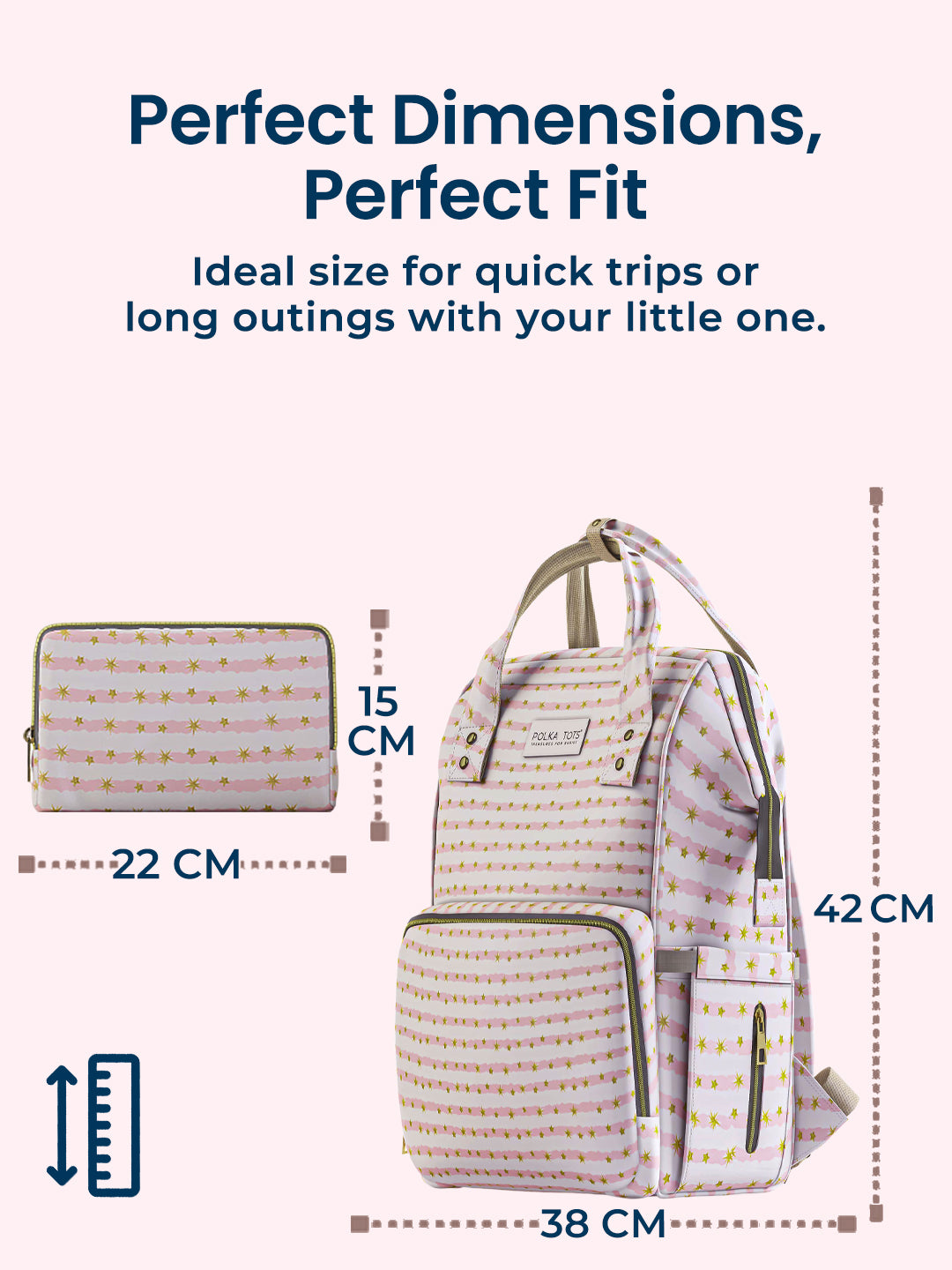 Multifunctional Premium Diaper Backpack Bag with Pouch | Star Print