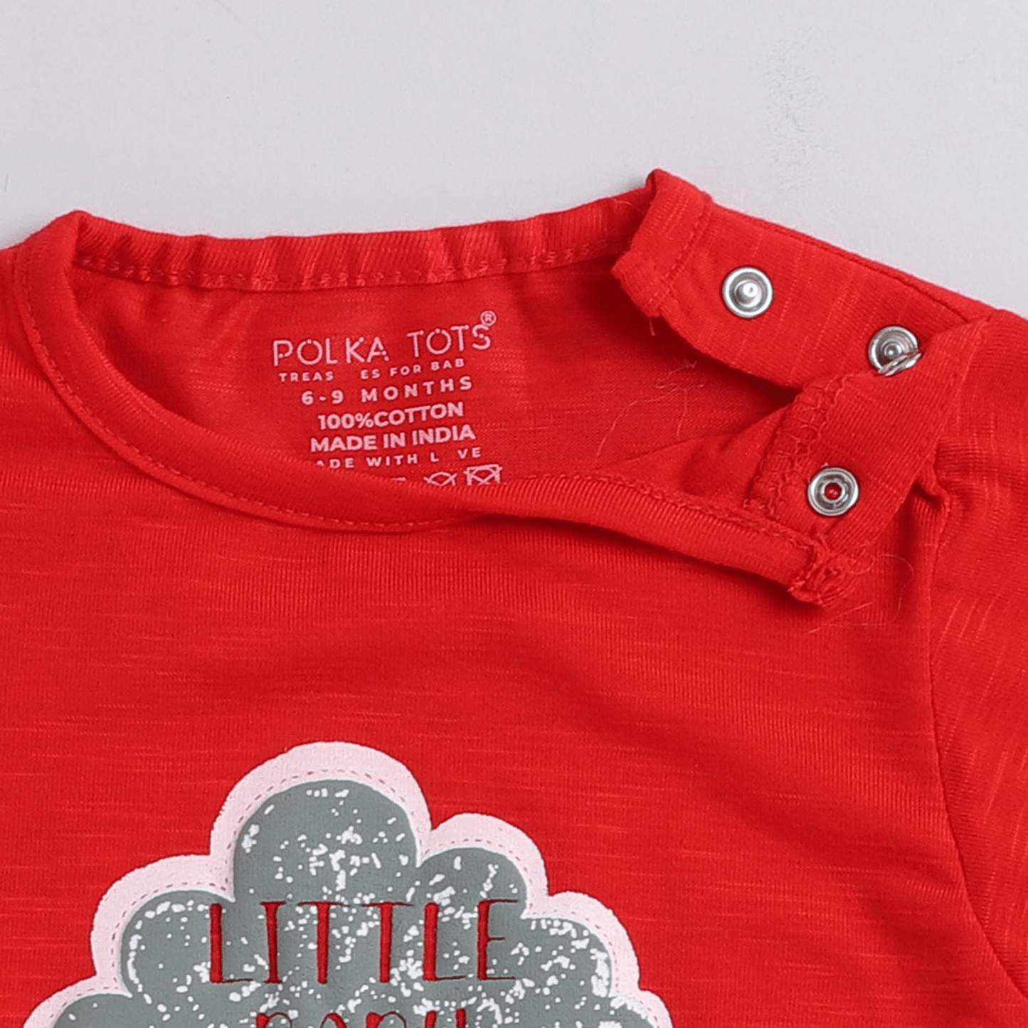 Polka Tots Full Sleeves Raining Cloud Printed Onesie - Red