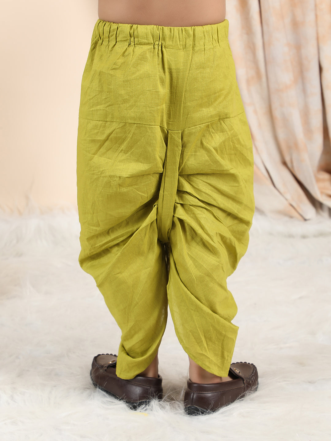 Polka Tots Cotton Full Sleeve Airplane Print Angrakha Top With Dhoti - Green