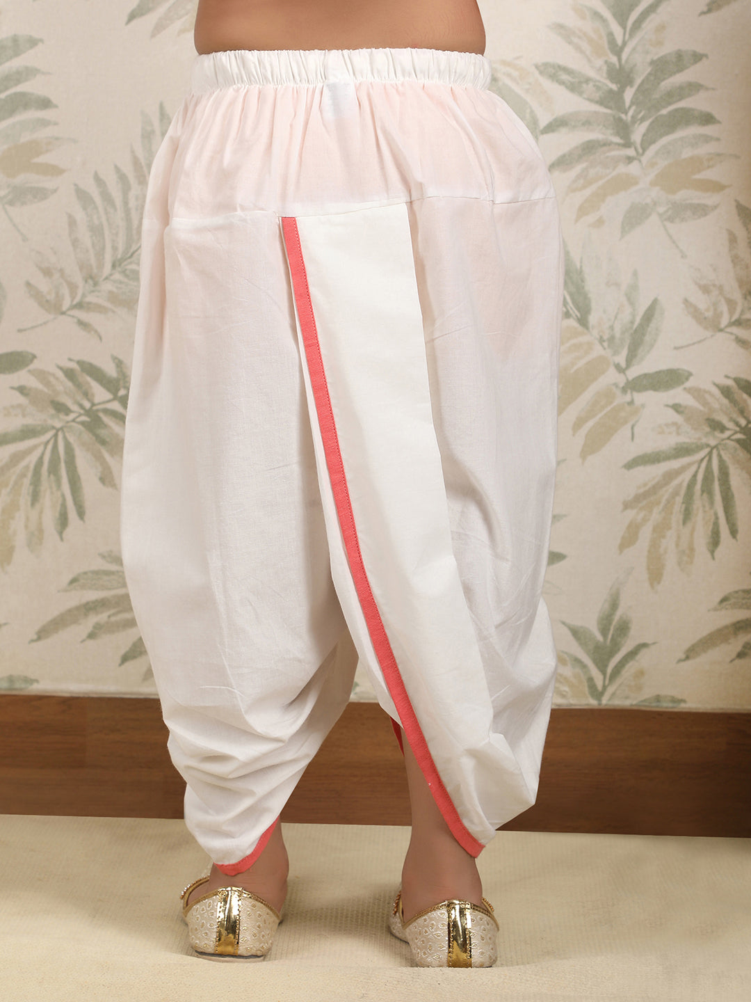 Polka Tots Full Sleeve Angrakha Top With Dhoti - Peach