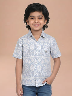 Polka Tots Half Sleeves Abstract print Shirt - Blue