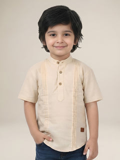 Polka Tots Half Sleeve Kids Kurta - Cream