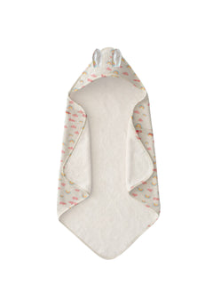 Polka Tots 100% Soft Muslin Cotton 2-Layer Hooded Baby Towel with Ear Appliqué - Rainbow Mist Print