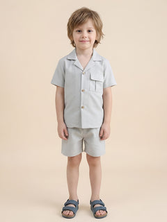 Polka Tots Half Sleeves Solid Co-ords - Grey