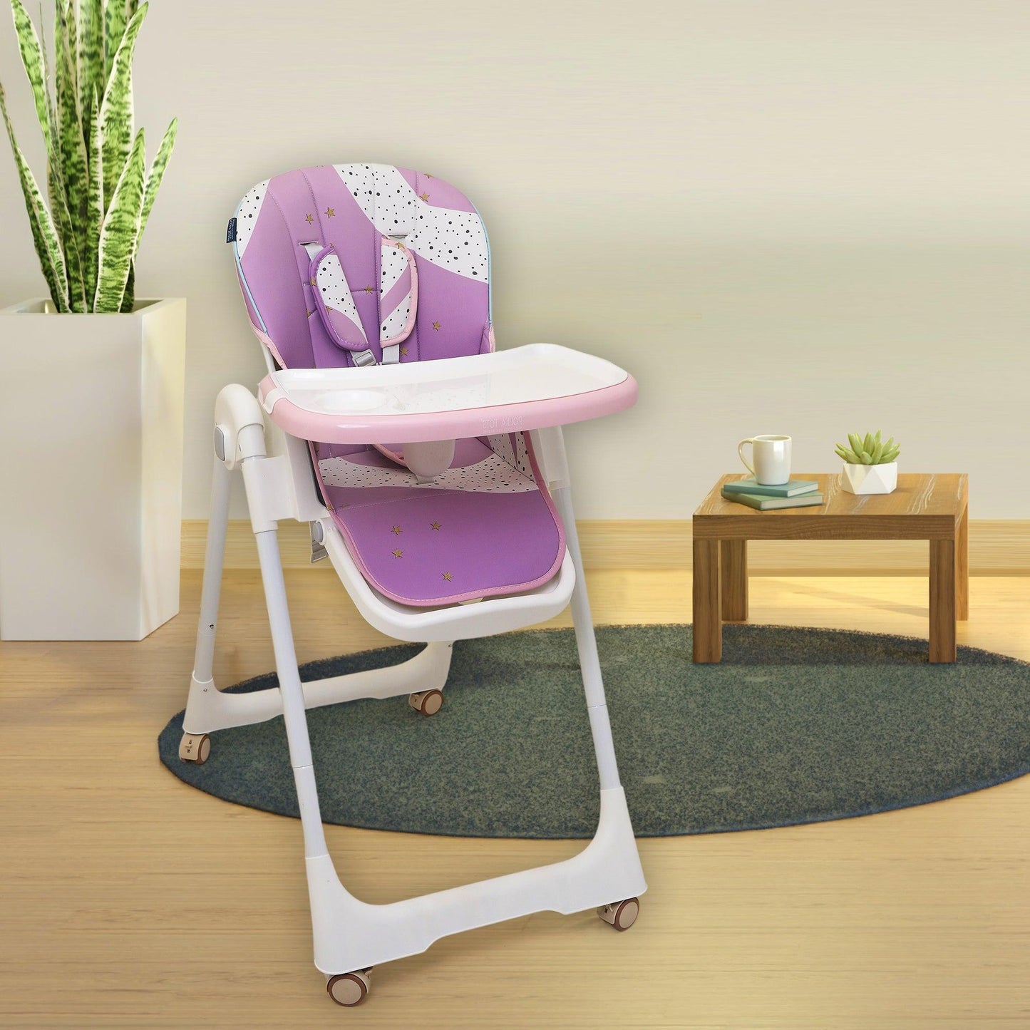 Polka Tots Twist n’ Taste 3 in 1 Convertible Star Design High Chair - (Purple)