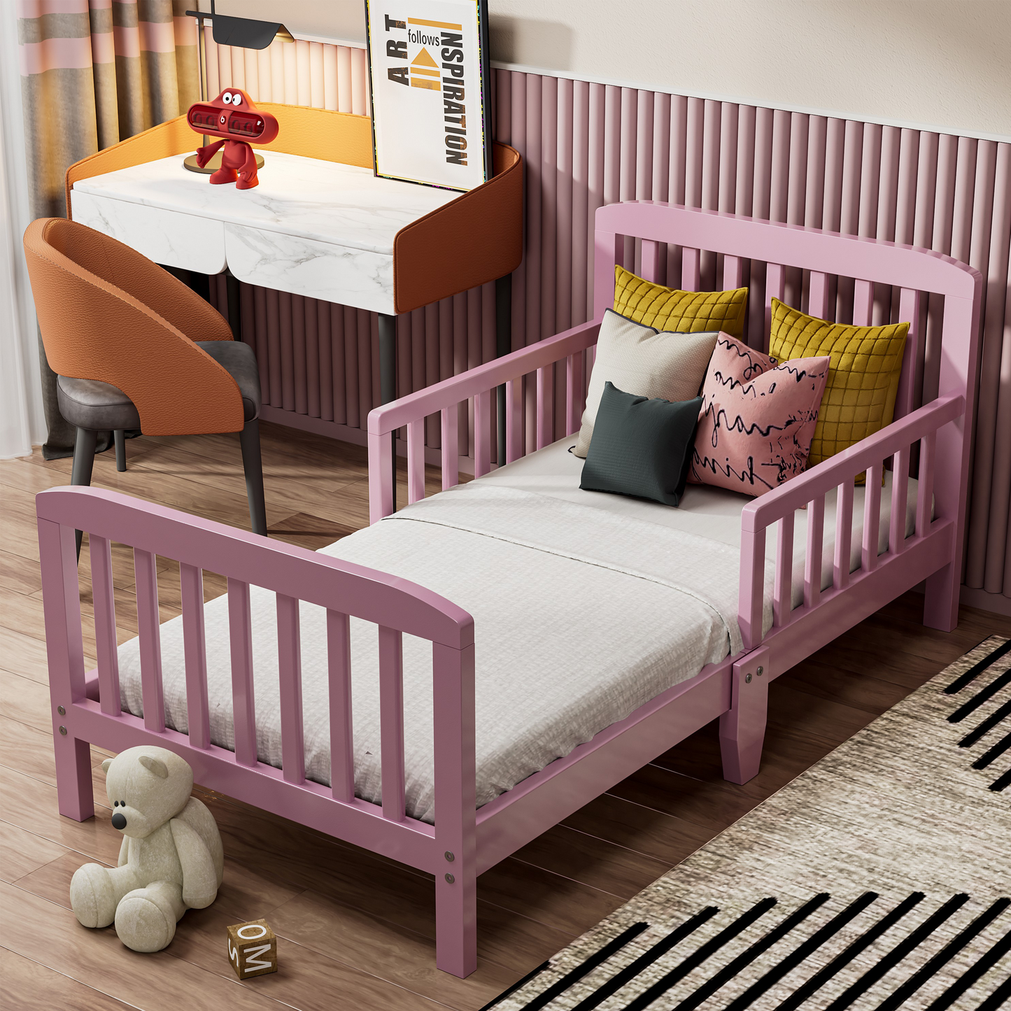 Polka Tots SideSnug Toddler Baby Bed - Pink