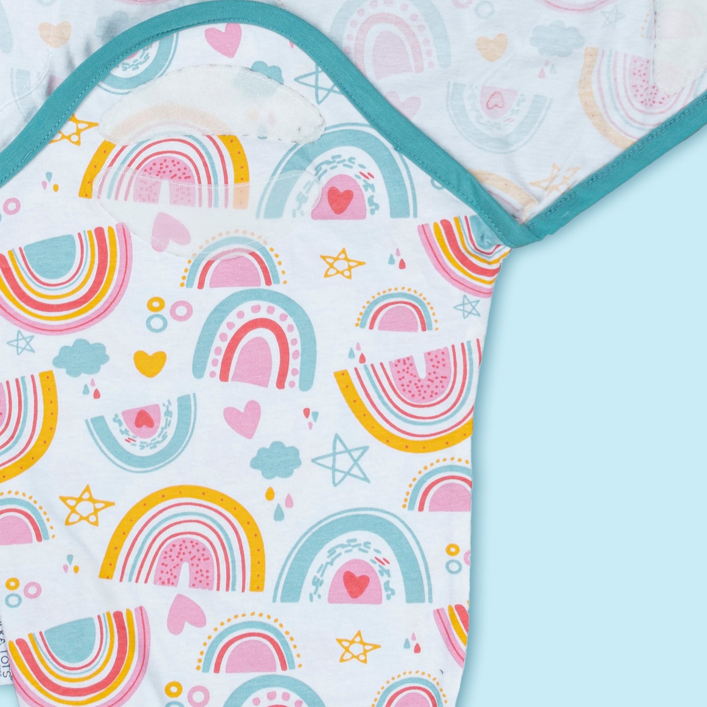 Polka Tots Pack of Two Rainbow and Heart print Swaddle Wraps - Multicolor