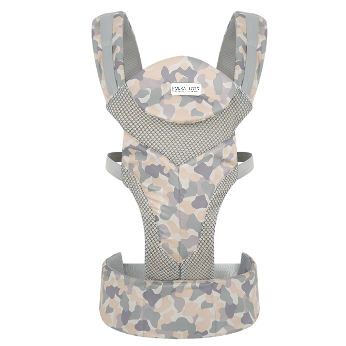 Polka Tots 3 in 1 Easy Breezy Newborn Friendly Baby Carrier with an Ergonomic, Breathable Design and an Adjustable Fit with Comfort Padding - Camouflage