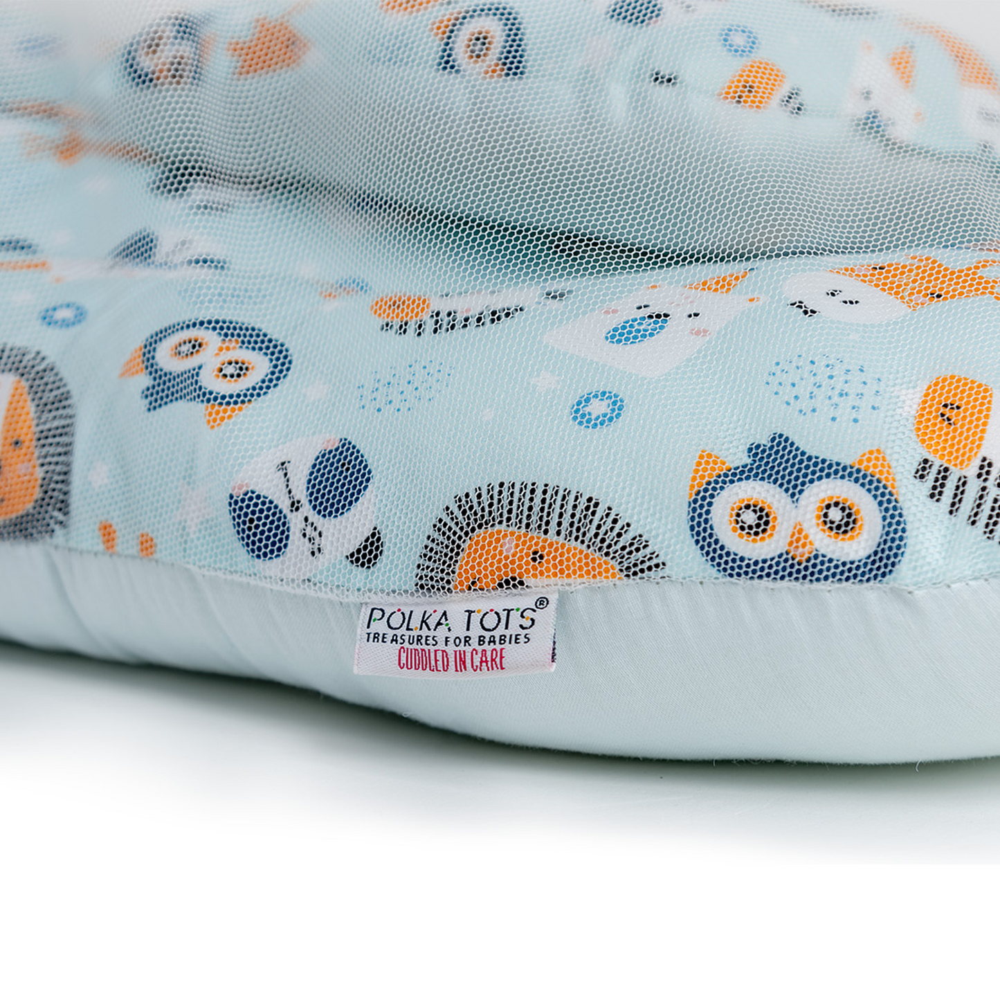 Polka Tots Cotton Baby Bedding Mosquito Net Set with Dangling Toys - Lion print Blue