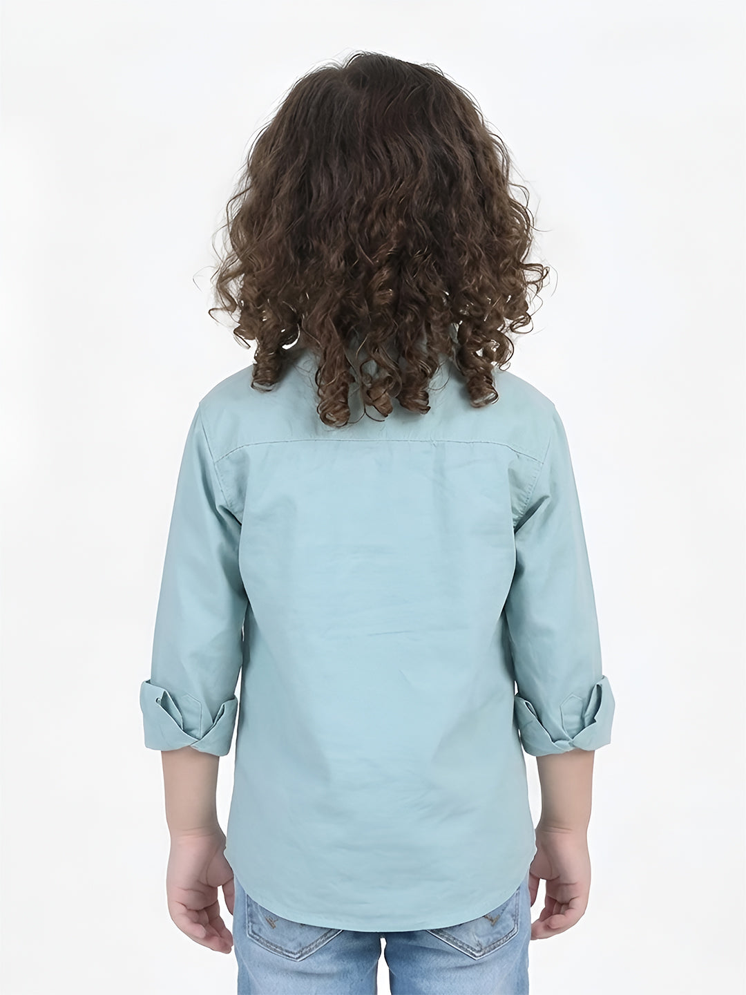 Polka Tots Full sleeve Ice Bear will Protect you print shirt with White Bow - Aqua Blue