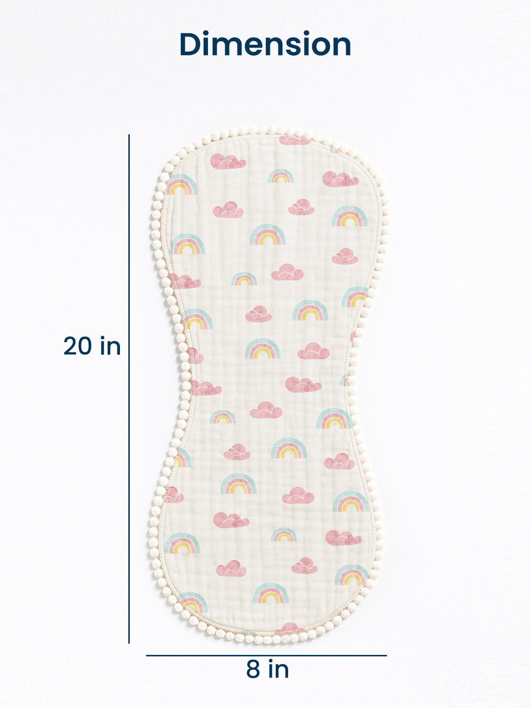 Polka Tots Newborn Pack of 3 100% Soft Muslin Cotton Double Layer Burp Cloths with Pom-Pom Lace