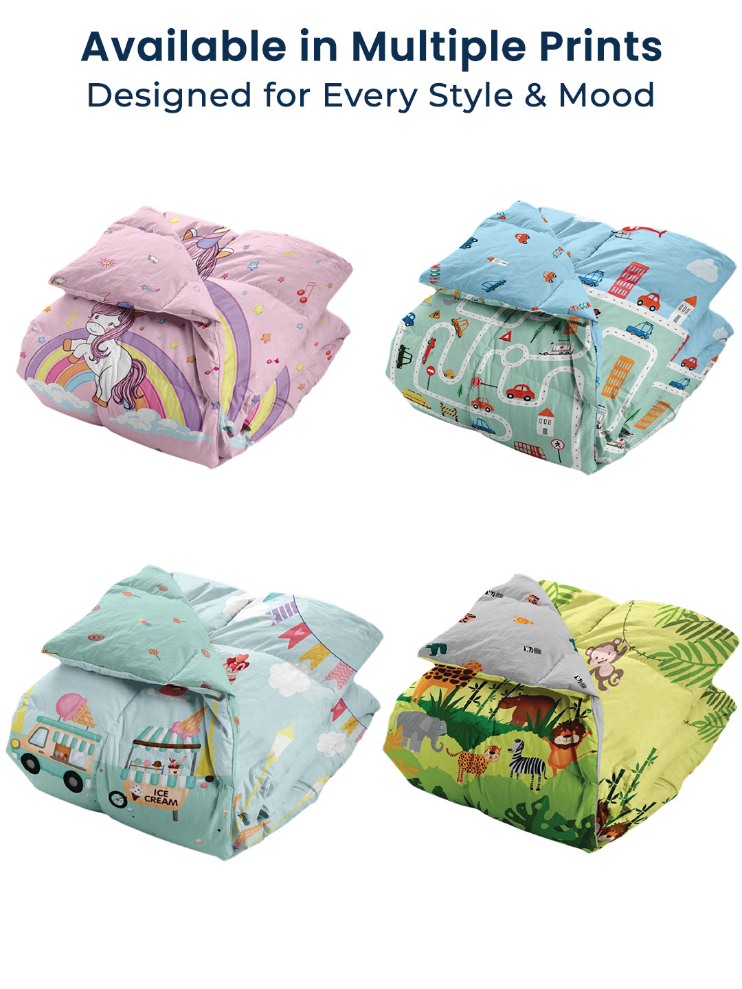 Polka Tots Kids Comforter Baby Blanket and Reversible Quilt 2 Way Design ( Unicorn, 54 x 35 Inch )