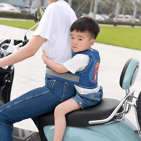 Baby Safety Travel Belt, Two Wheeler Baby Carrier for Kids Blue Color (Dinosaur)