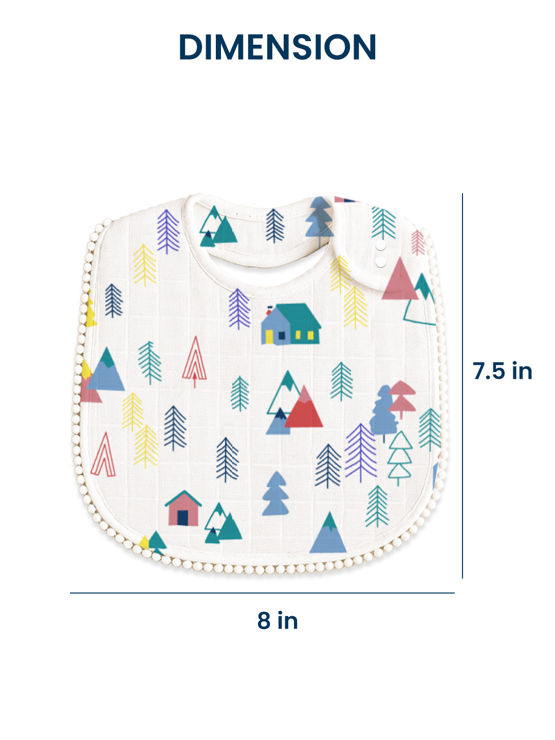 Polka Tots Newborn Pack of 3 100% Soft Muslin Cotton Bib Set with Pom-Pom Lace