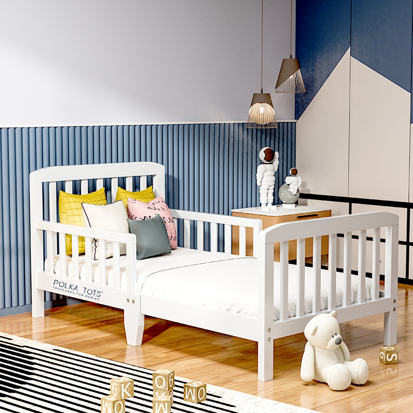 Polka Tots SideSnug Toddler Baby Bed - White