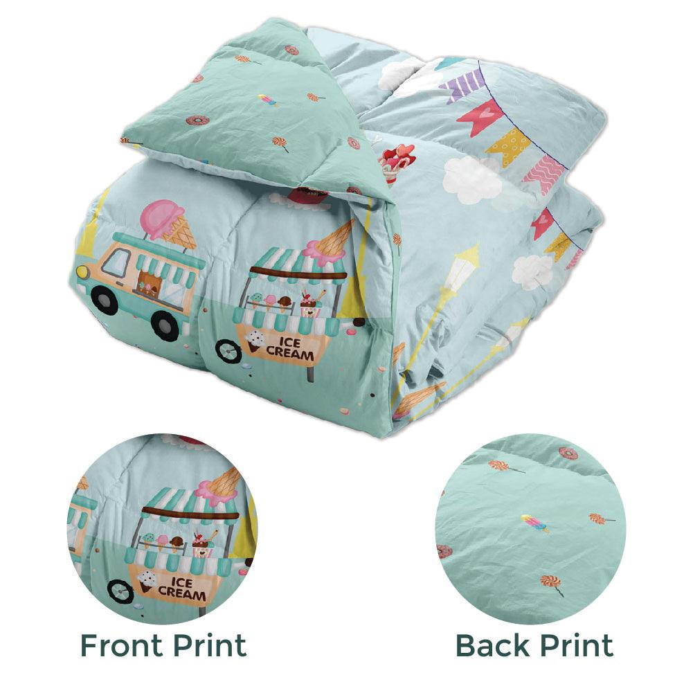 Polka Tots Kids Comforter Baby Blanket and Reversible Quilt 2 Way Design ( Ice-cream, 54 x 35 Inch )