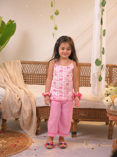 Polka Tots Girls Elephant Spaghetti Top & Bottom- Pink