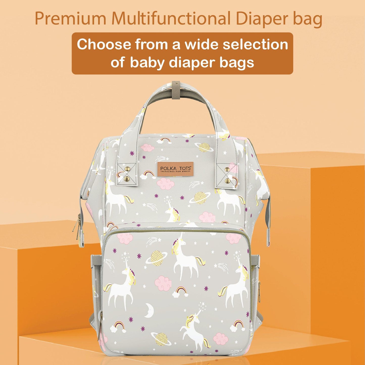 Premium 17+ Pockets Multifunctional Diaper Bag with Changing Mat – Unicorn
