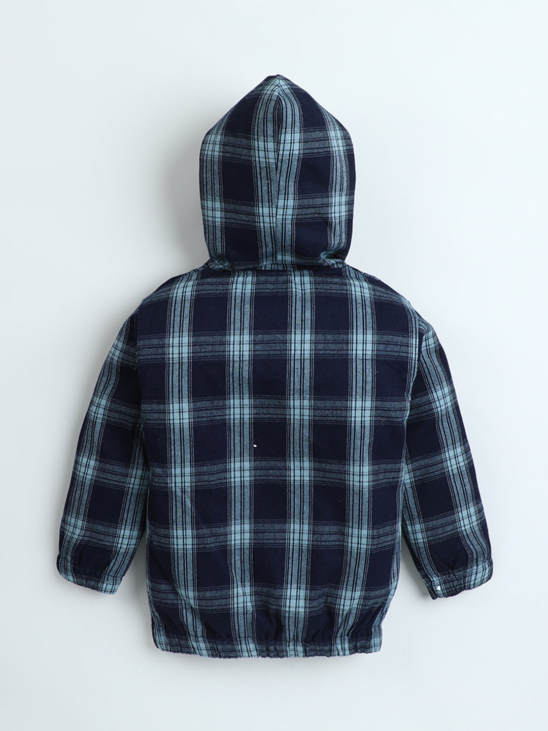 Polka Tots Kids Full Sleeves Checked Hoodie Shirt - Black