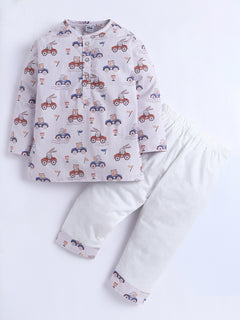 Polka Tots Little Champions Club print Night wear Kurta Pajama