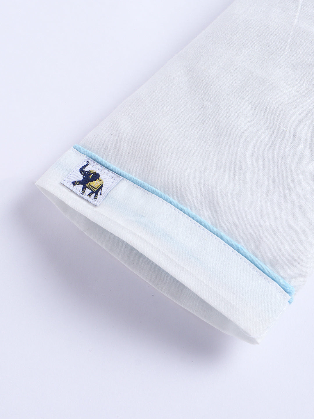 Polka Tots Full-Sleeves Bunny Patch Pocket Jhabla and Pant Set- Blue