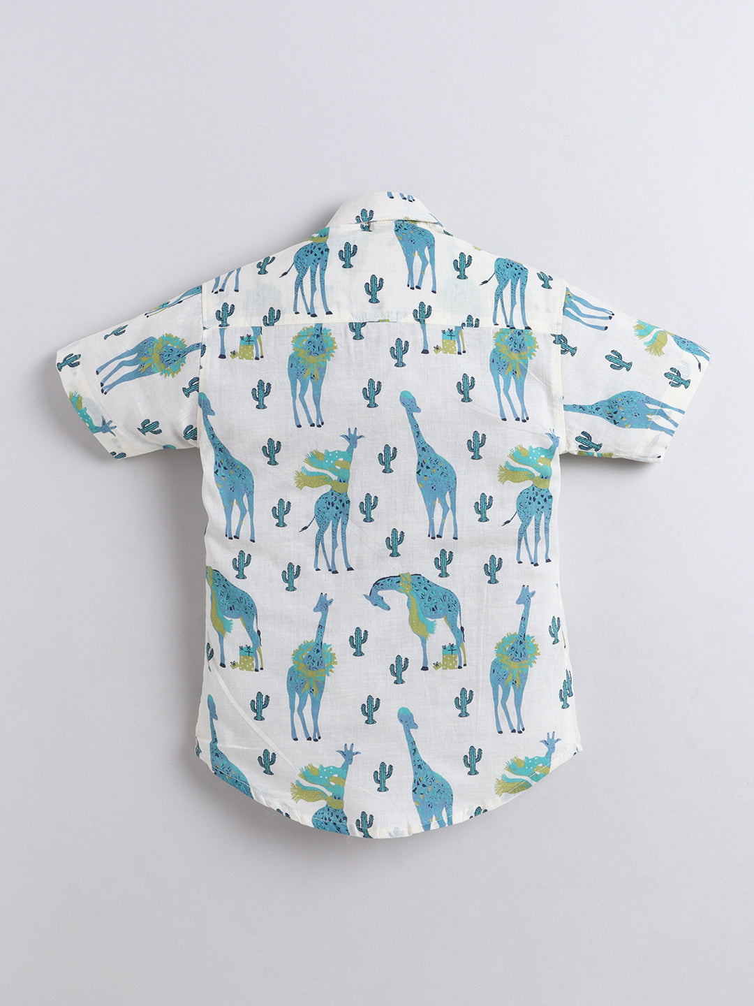 Polka Tots Half Sleeves Animal print Shirt - Blue