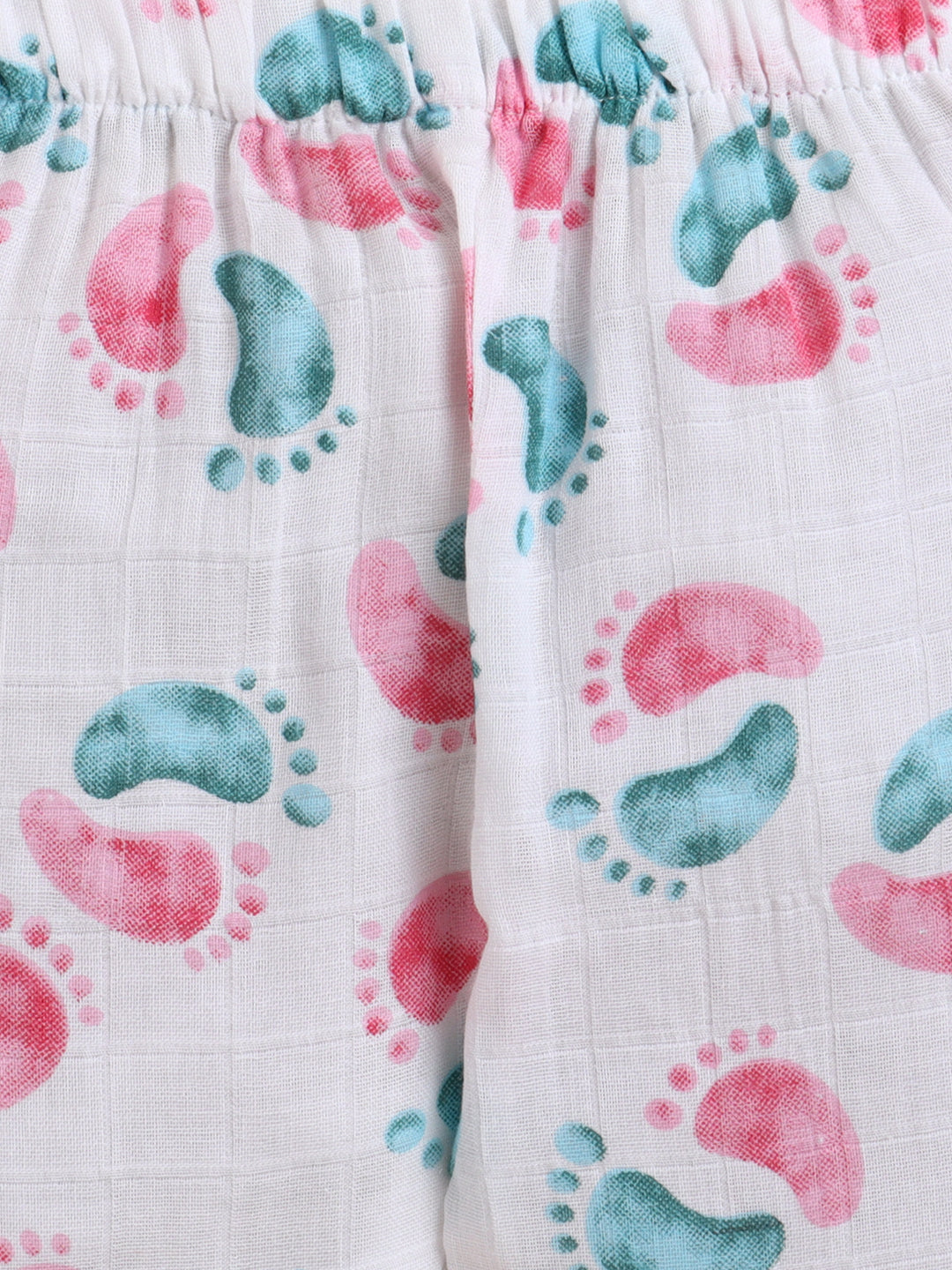 Polka Tots Full sleeves Lil Feet print Jhabla and Pant Set - Pink & Blue