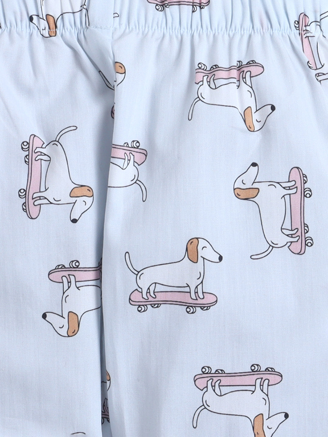 Polka Tots Full sleeve Dog Print Night suit - Blue