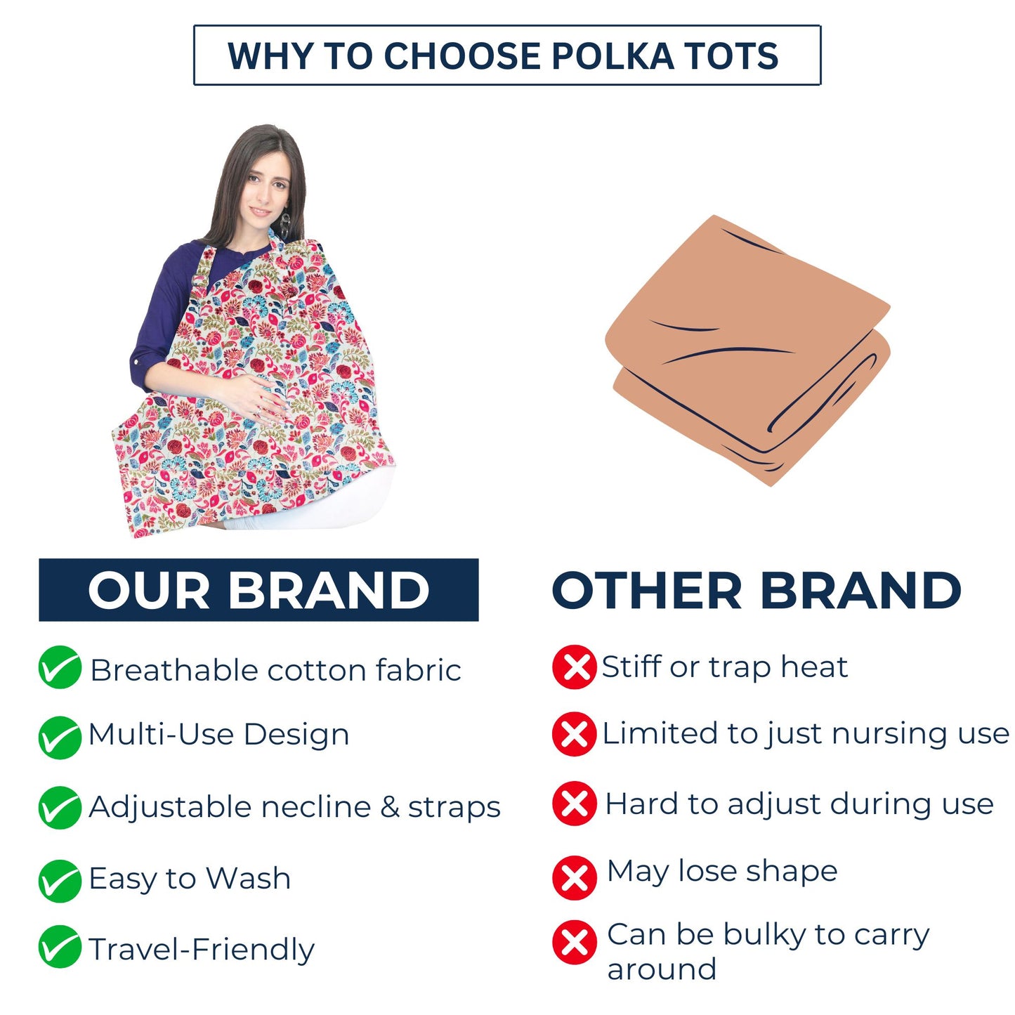 POLKA TOTS Floral Breastfeeding Nursing Cover/ Apron for Mothers with Carry Pouch - Pink