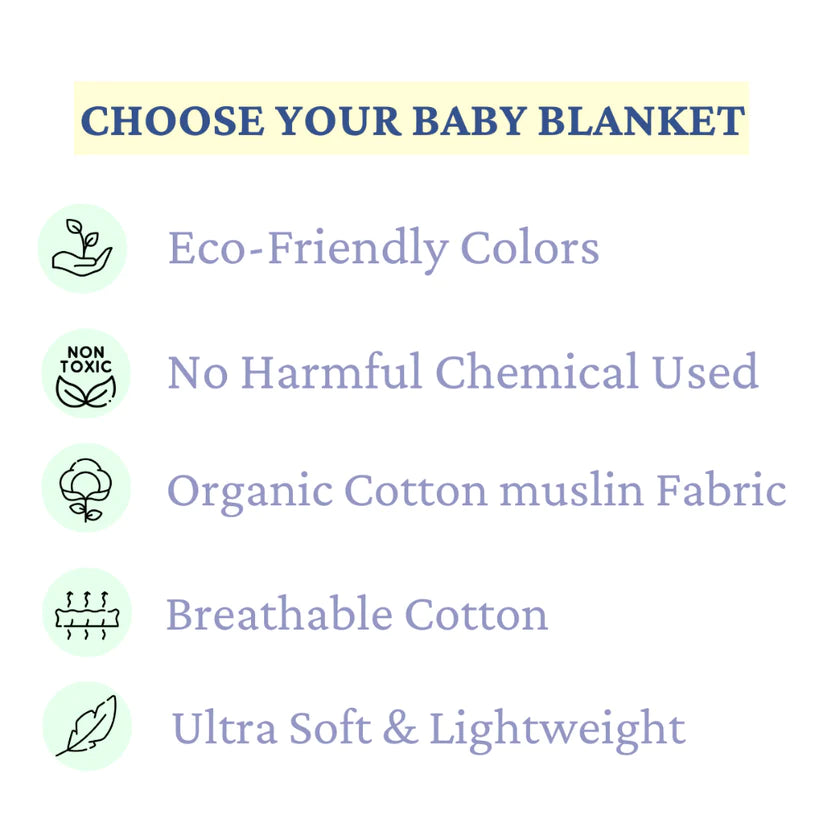 Polka Tots Organic Muslin Cotton two Layer Blanket SuperSoft Size 110 x 110 CM (Deer)