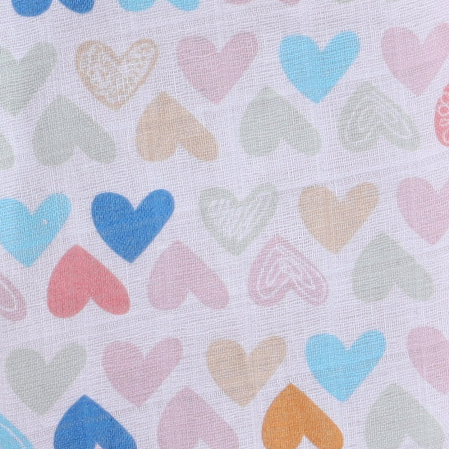 Polka Tots Soft Muslin Cotton Half sleeves Mini Hearts print Jhabla and Pant Set - Multicolor