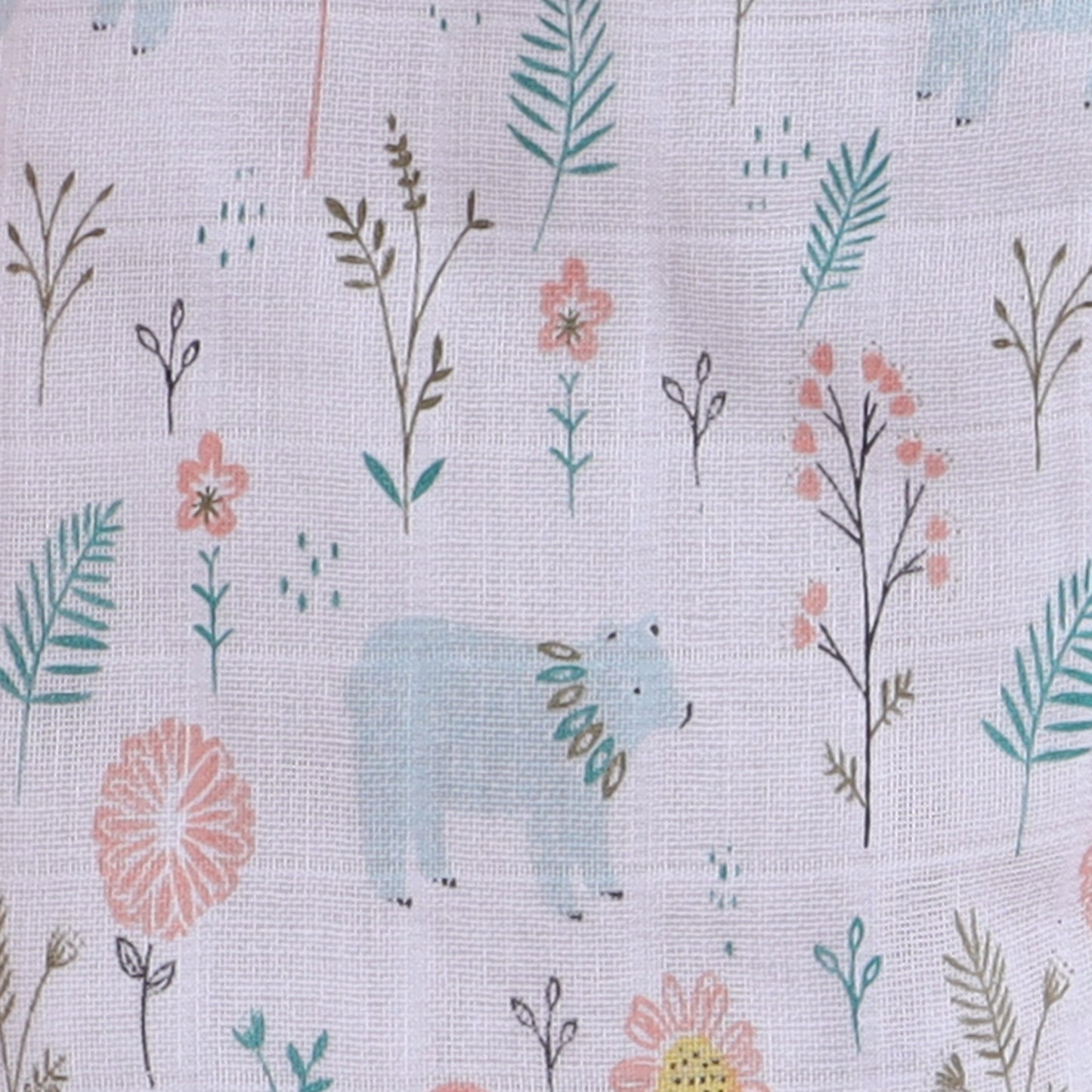 Polka Tots Soft Muslin Cotton Half sleeves Bloomy Bear print Jhabla and Pant Set - Multicolor