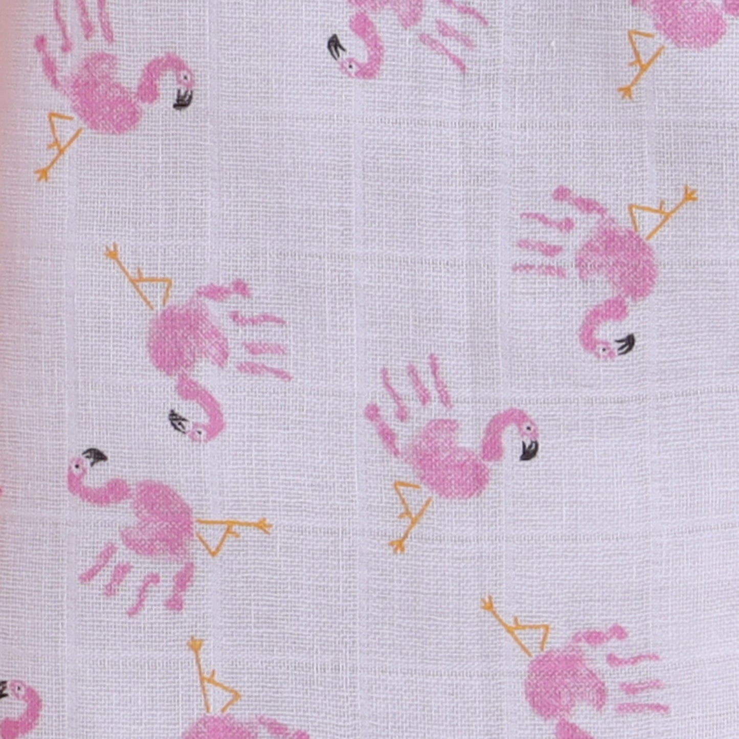 Polka Tots Soft Muslin Cotton Half sleeves Flamingo Fingers print Jhabla and Pant Set - White & Pink