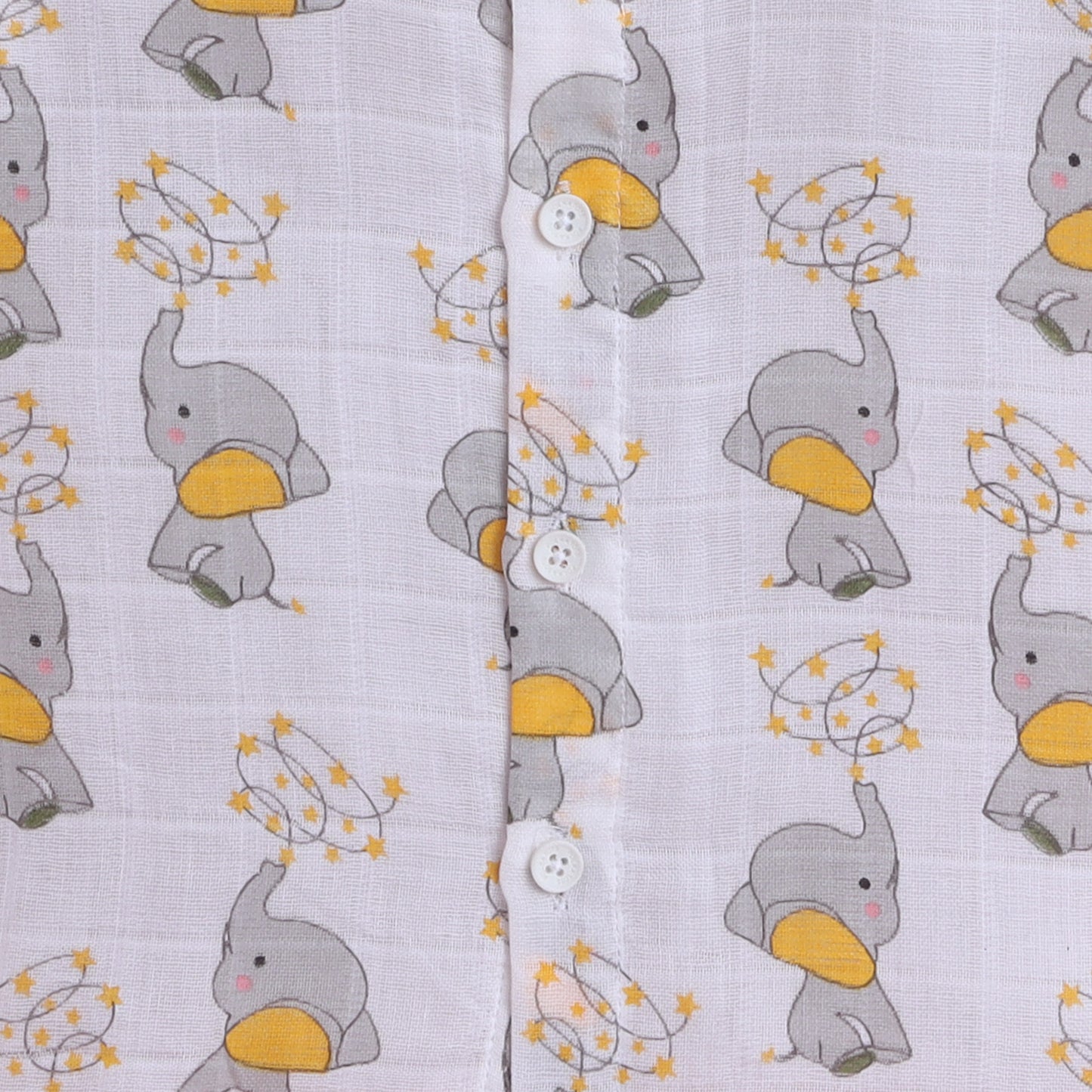 Polka Tots Soft Muslin Cotton Half sleeves Jumbo jr. print Jhabla and Pant Set - White