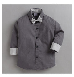 Polka Tots Full Sleeves Shirt - Grey