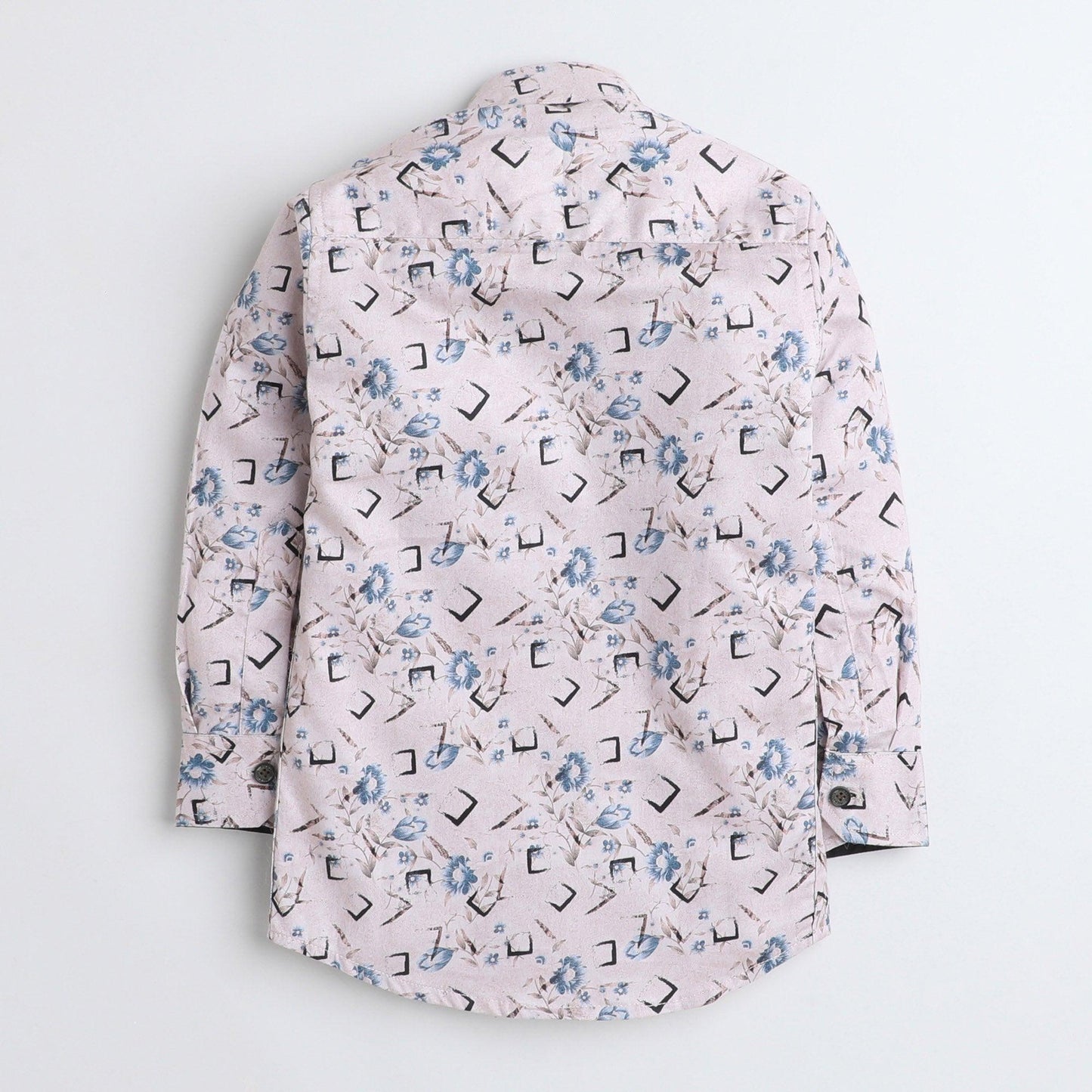 Polka Tots Cotton Full Sleeves Party Wear Shirt With Dual Bow Tie All Over Print - Light Pink