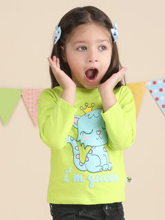 Polka Tots Full Sleeves Im Queen print T-shirt - Green