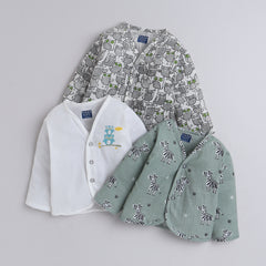 Polka Tots Soft Cotton Pack of 3 Full Sleeves Baby Jhablas