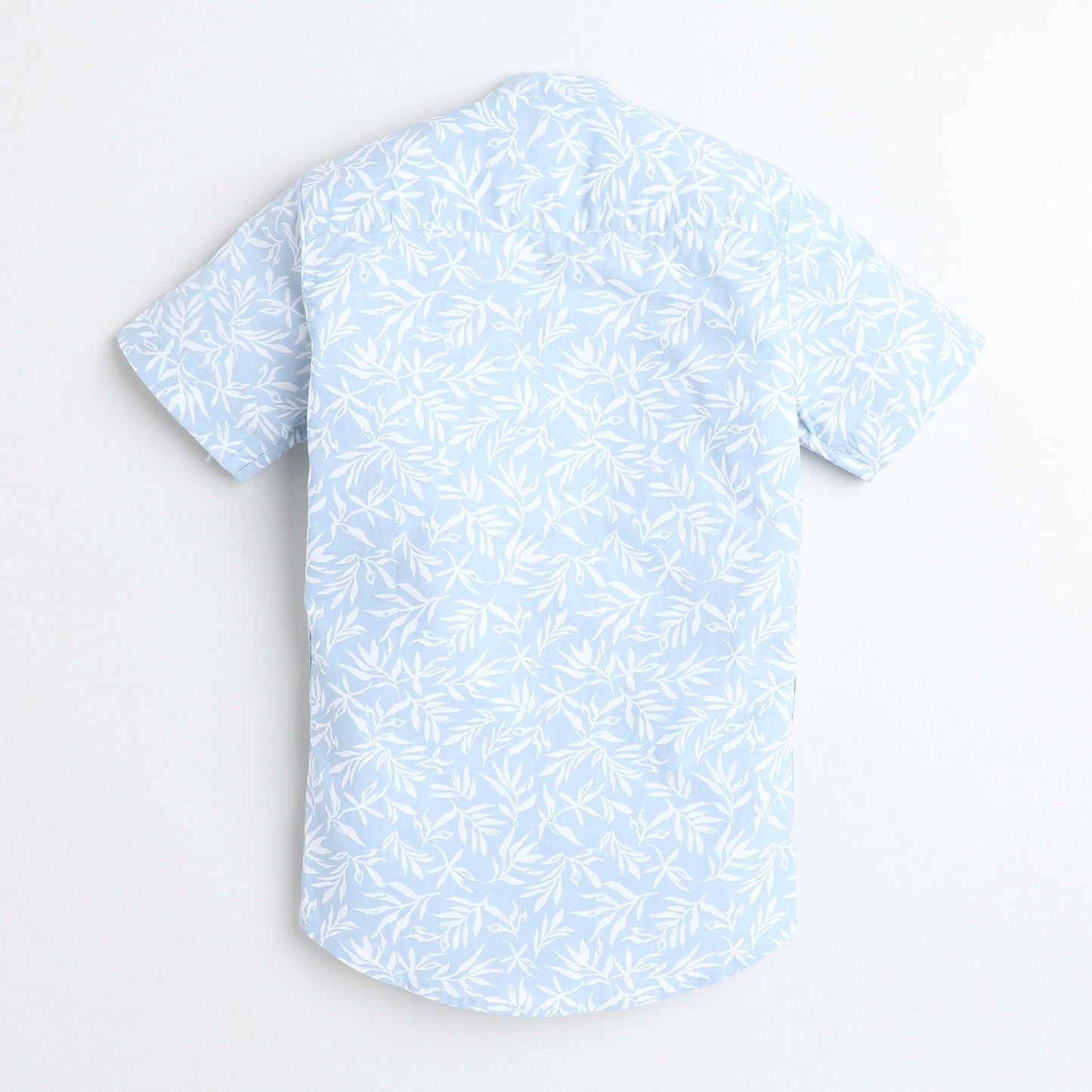 Polka Tots Cotton Half Sleeves Floral Printed Tennis Collar Kids Shirt - Sky Blue