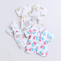 Polka Tots Soft Cotton Pack of 3 Half Sleeves Baby Jhablas